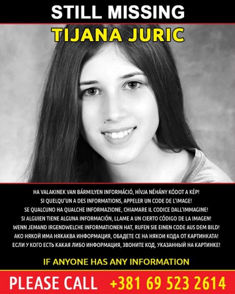 One of the posters that was circulated online and in several European countries during the search for Tijana Jurić, whose body was recovered Aug. 7, 2014 in a shallow grave near Belgrade.