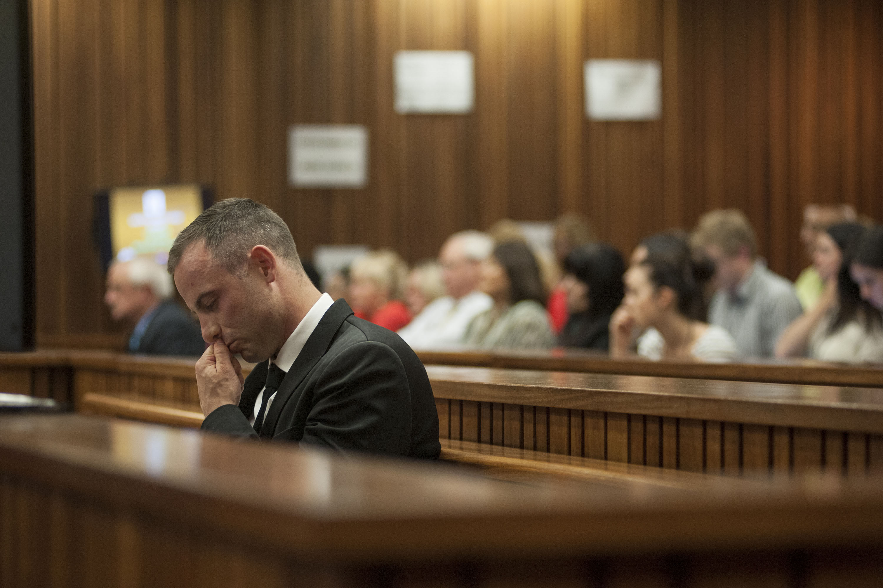 Paralympisch atleet Oscar Pistorius in de rechtbank. 5 mei 2014 door Ihsaan Haffejee. Demotix.