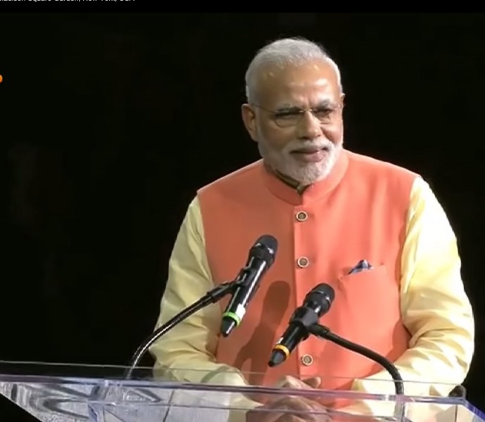 Screenshot of Mr. Narendra  Modi giving his speech at Madison square garden on Sunday 28 September, 2014.