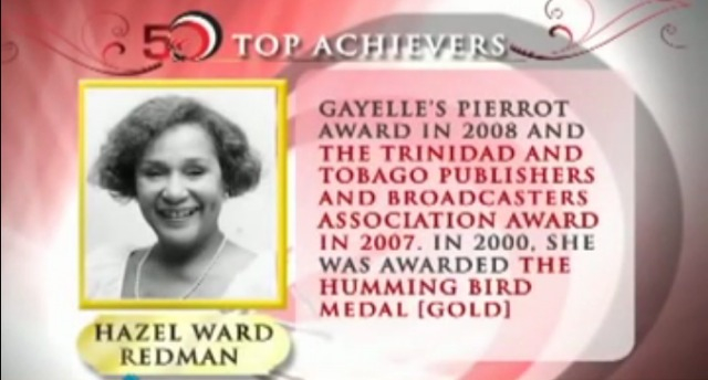 Screen grab of Hazel Ward-Redman, taken from a documentary about the 50 most influential people in Trinidad and Tobago.