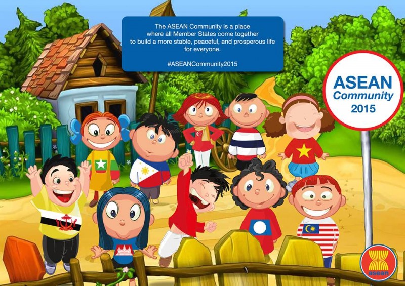 The ASEAN Community Facebook page. Notice there are only 10 children representing 10 countries. East Timor is not yet a member of ASEAN