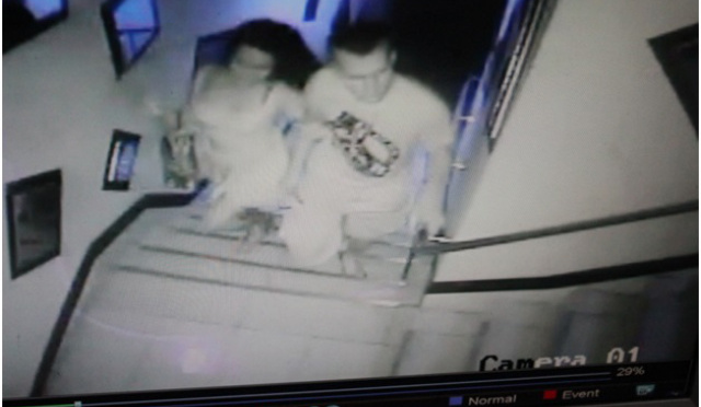 CCTV footage of Jennifer Laude with alleged murder suspect PFC Pemberton entering an Olongapo City lodge. Photo Credits: kapederasyon.wordpress.com