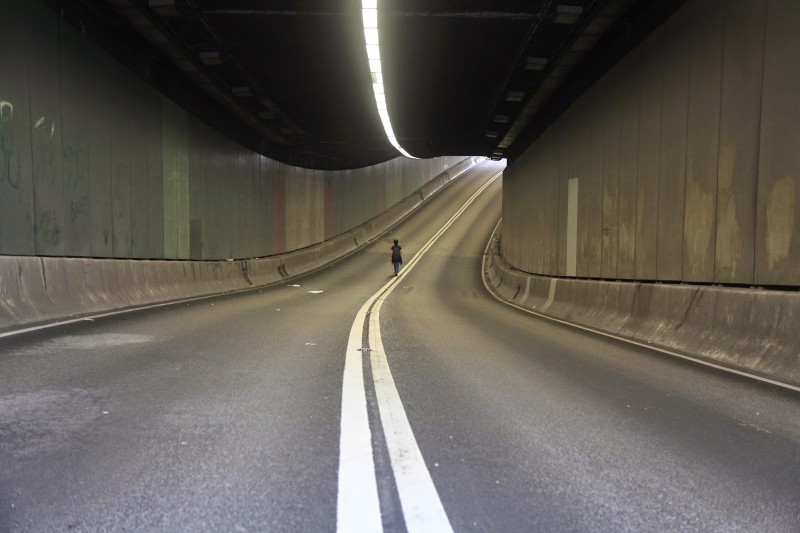 The empty vehicle tunnel looks rather surreal. Photo taken by Au Kalun.