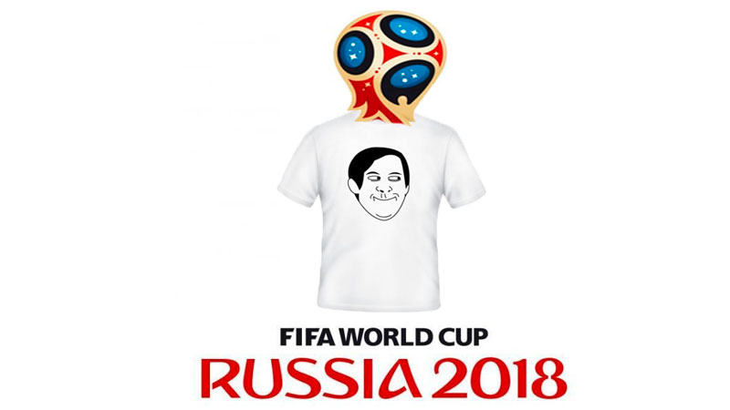 Laughing at the 2018 World Cup logo. Images edited by Kevin Rothrock.