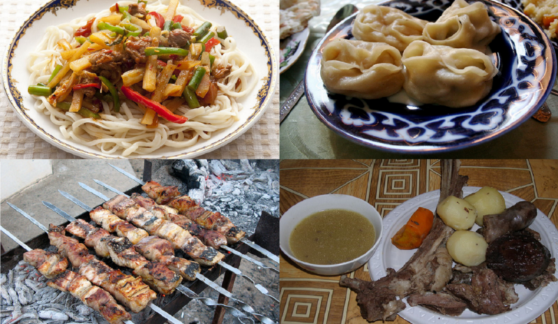 Central Asian food is not for people on a diet. Wikipedia images.