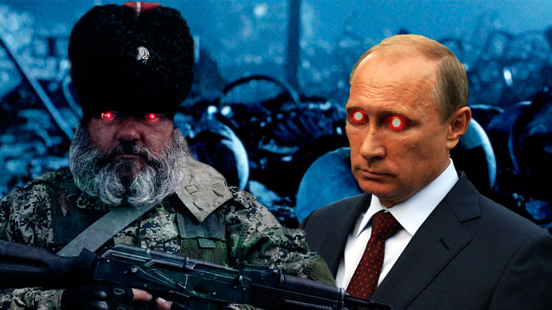 Donbas rebel and Vladimir Putin. Images mixed by Kevin Rothrock.