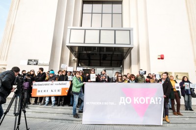 Human rights activists block Public Prosecutors' Office in Skopje on November 6, 2014. Photo by Vancho Dzhambaski. (CC BY-NC-SA)