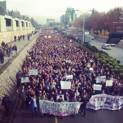 Student march in Skopje, Macedonia. Photo by Marjan Zabrcanec, used with permission. 