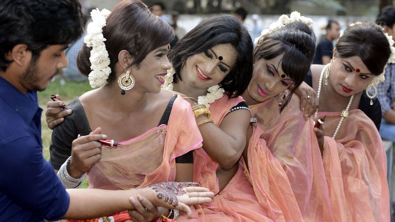 Hijra pride 2014 festival began in Bangladesh on Sunday. The photo was taken from the Sahabgh Raju Circle in Dhaka. Image by Anwar Hossain Joy. Copyright Demotix (9/11/2014)