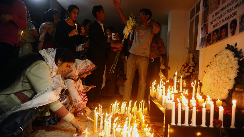 A candle light vigil and were held at the Pakistan High Commission in Bangladesh, this evening in remembrance of the innocent victims of the massacre at the Army public School peshawar.
