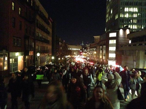 Demonstrators in Boston. Photo by @windowlej via Twitter.
