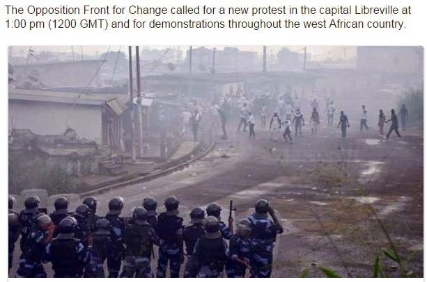 Protests in Libreville, Gabon against president Bongo on on December 20 - via OpGabon with permission  