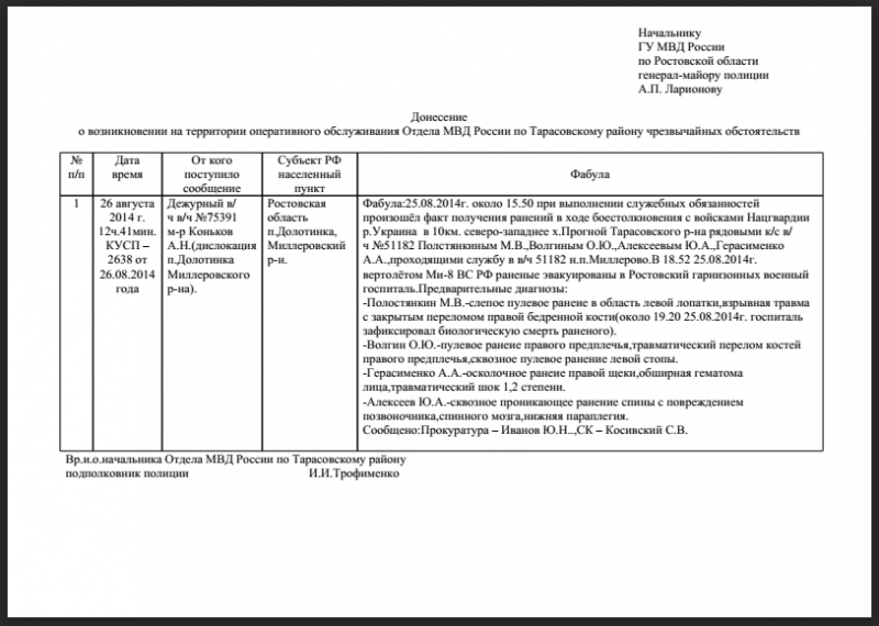 Screenshot of the report that corroborates evidence of Russian soldiers's engagement with Ukrainian counterparts. Image from Google Docs.