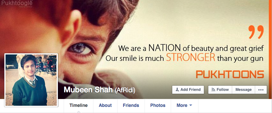 Screengrab from the Facebook page of Mubeen Shah, killed in the attack at the Army Public School in Peshawar. 