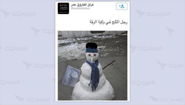 シリアのラッカにて作られたとされる雪だるま