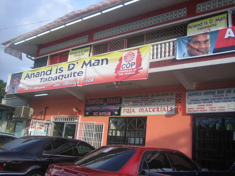 Political banner claiming "Anand is D' Man"; photo by Taran Rampersad, used  under a CC BY-NC-ND 2.0 license. 