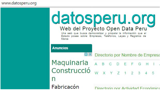 Screenshot taken from the site Datosperu when it was online.