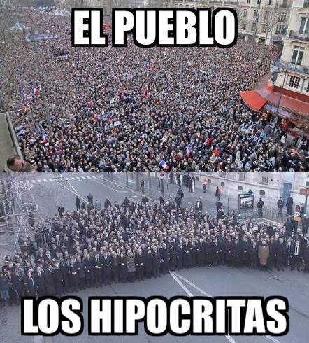 Democracia real YA! Madrid shared on Facebook. "El Pueblo y los Hipócritas"-"The people and the hypocrites" 