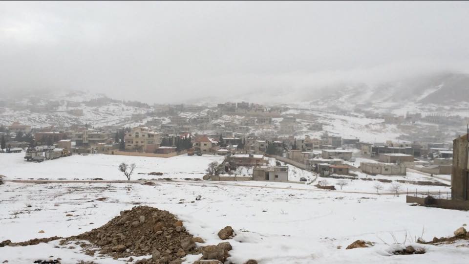 Arsal, North East Lebanon, covered with snow. Picture taken by 'Lebanese for Refugees' with Permission.