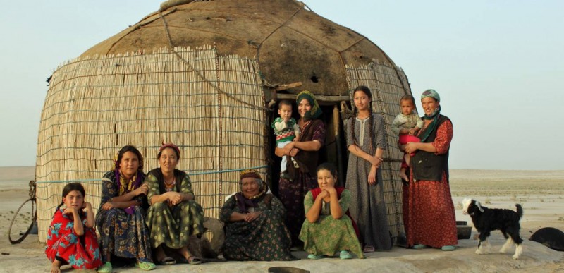 Semi-nomadic Turkmen women camp out in the Karakum desert. Photo: wildfrontierstravel.com.