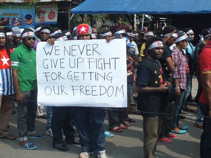 West Papuan students rallying for their rights. Image from Facebook of Free West Papua.