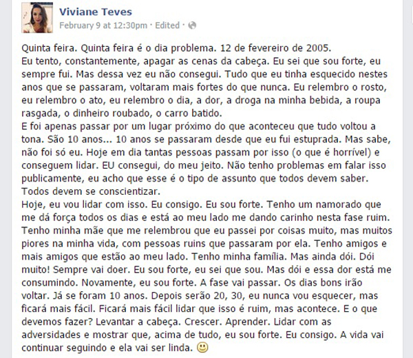 Screenshot of Viviane Teves' Facebook post. 