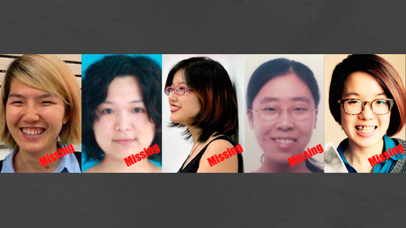 Five young women have been missing for more than a week. Photo from Free Chinese Feminists Facebook group.