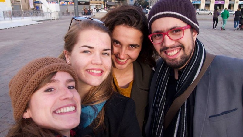 Ariane, Lucie, Léa and Samir, the new Interfaith tour team on their facebook page 