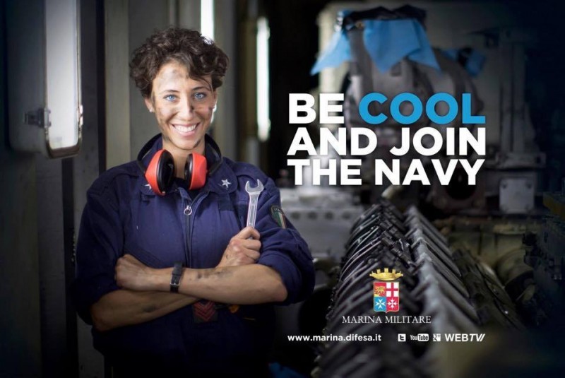 The Italian Navy has launched a recruitment campaign not in Italian, but in English. From Marina Militare's Facebook page. 