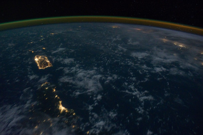 Eastern Caribbean at Night, taken from the International Space Station; photo by NASA's Marshall Space Flight Center, used under a CC BY-NC 2.0 license. 