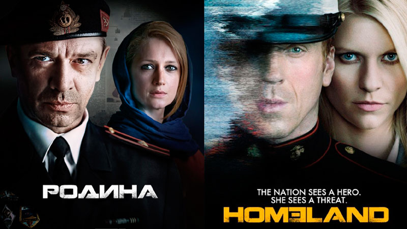 Russia's new TV series "Rodina" (left) and the US hit show "Homeland" ight®. Image courtesy of TJournal.ru.