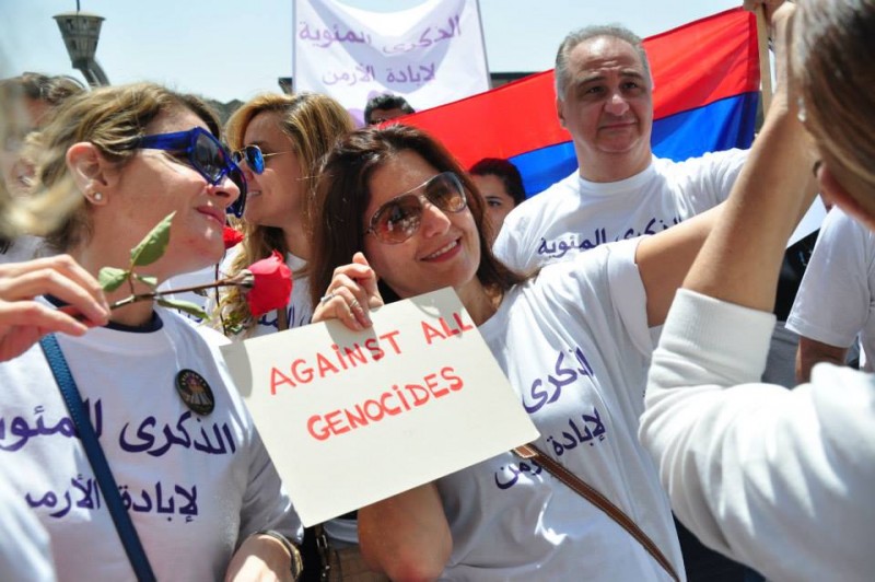 The Armenian community in Egypt marched to  commemorate the Armenian Genocide Centennial. Photograph shared on Facebook by Kegham Karsian 