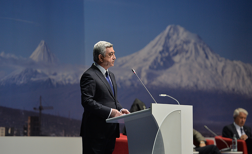 President of Armenia Serzh Sargsyan giving his speech. Source: Presidential Website