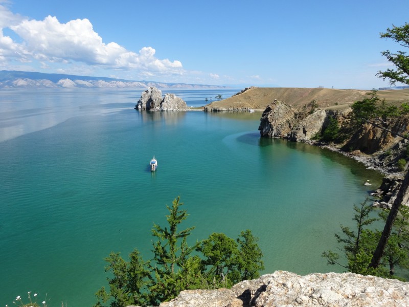 Cove with Shamans Rock Olkhon Island Lake Baikal, Russia. Photo by Flickr user amanderson2. CC BY 2.0