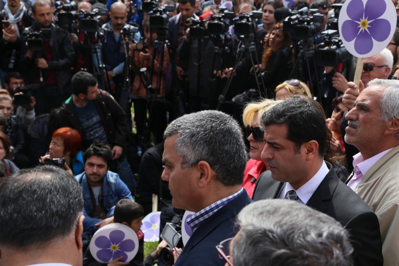 Sarafian and Demirtaş at the April 24th rally in Diyarbakir. Photo taken by John Lubbock. 