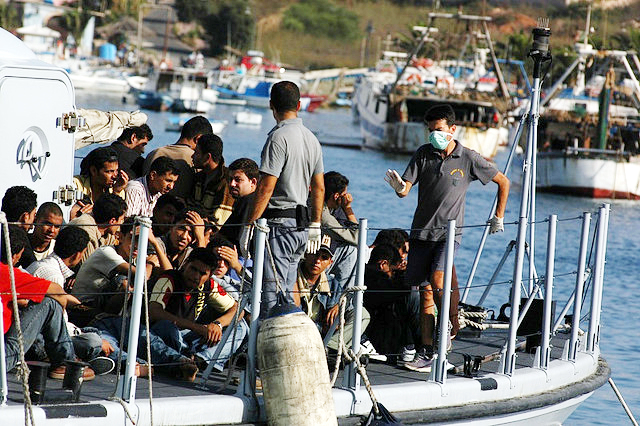 Migrants arriving on the Island of Lampedusa by Regis51 CC-BY-20 