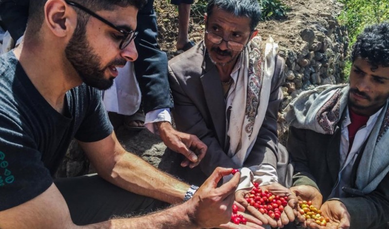 Over the past year, Mokhtar Alkhanshali, who lives in California, has worked with Yemeni coffee farmers to promote their beans to the world. Photo courtesy of Mokhtar Alkhanshali. Published with PRI's permission