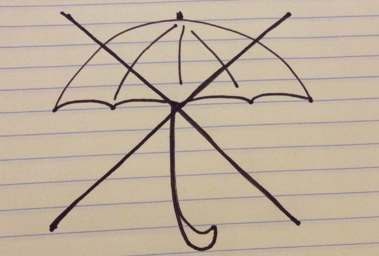 Anti-umbrella sketch by Ellery Roberts Biddle.