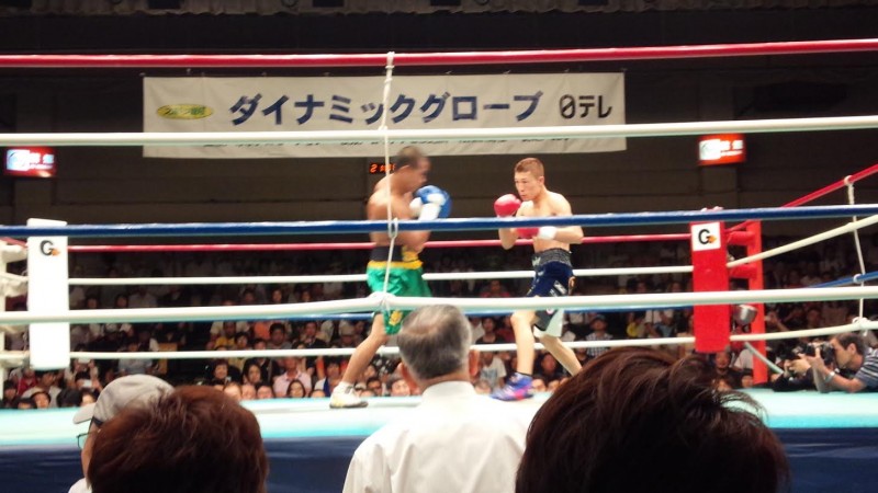One of Eiji's Filipino players in a boxing match in Tokyo