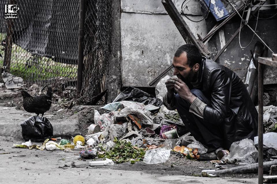Syrian-Palestinians are eating from the garbage.