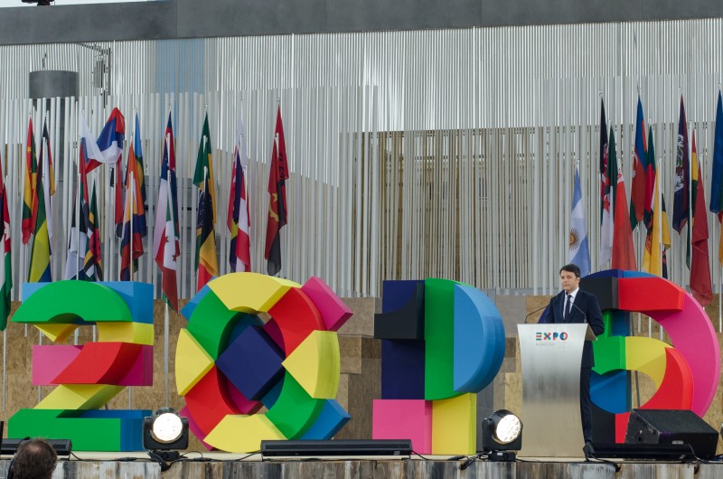 Expo Milan 2015 is the universal exhibition that Milan, Italy, is hosting from May 1 to October 31, 2015. The opening ceremony was attended by the Prime Minister, Matteo Renzi. Photograph by Marco Aprile. Copyright: Demotix