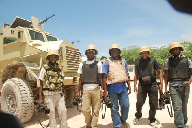 Ugandan journalists covering peace keeping mission in Somalia. Photo shared by.....