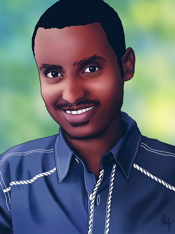 Atnaf Berhane, member of the Zone 9 Bloggers was jailed for blogging about human right violations in Ethiopia. (Digital drawing by Melody Sundberg)