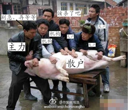 A widely circulated picture explaining the relation among different players in China's stock market. 