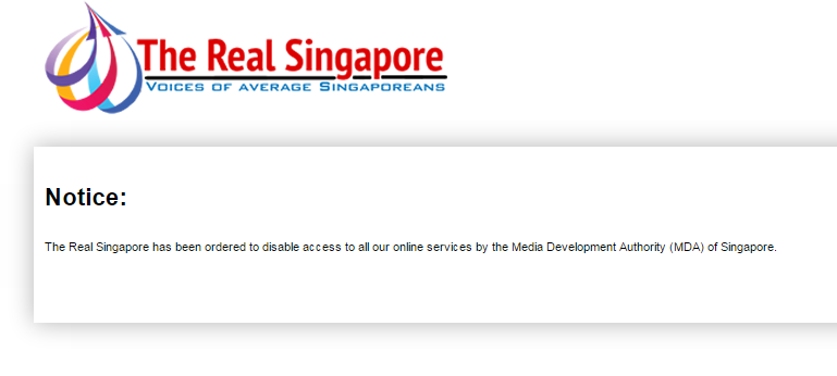 Screenshot of the website of The Real Singapore