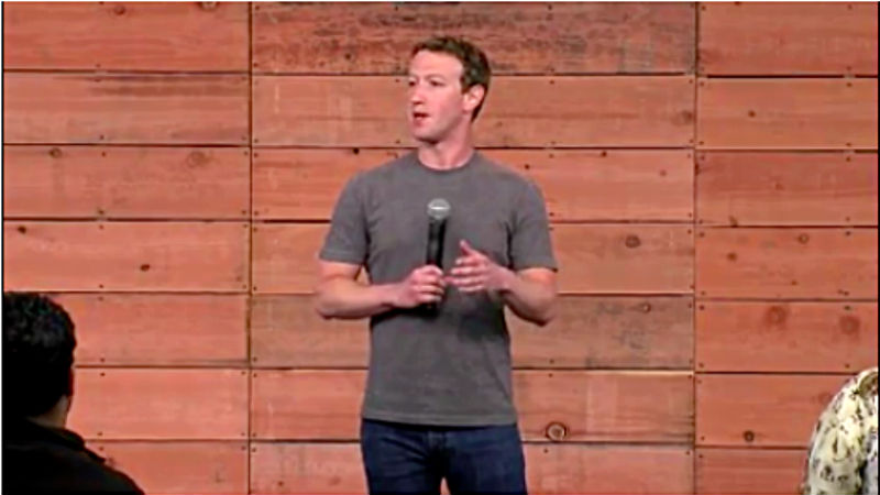 Facebook's founder Mark Zuckerberg during his live Q&A. Screenshot from Facebook.