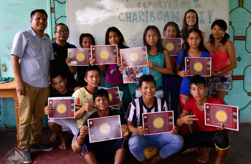 Chariboan Joi youth with certificates following citizen journalism training. Photo provided by project.