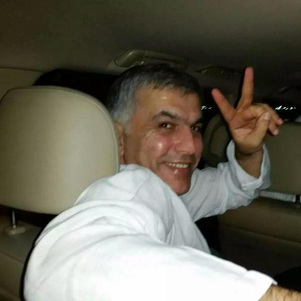 Bahraini human rights activist was freed tonight after a royal pardon. Photograph shared widely  on social media. Source: @nawaf_alhendal