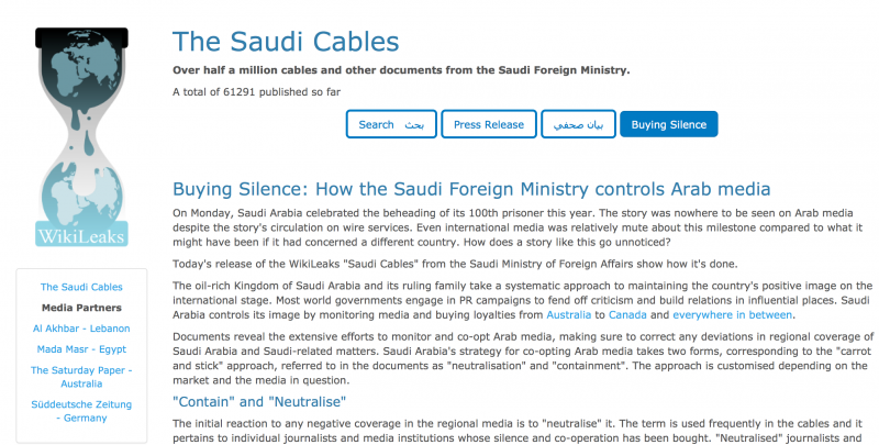 The Saudi Cables: Buying Silence: How the Saudi Foreign Ministry controls Arab media