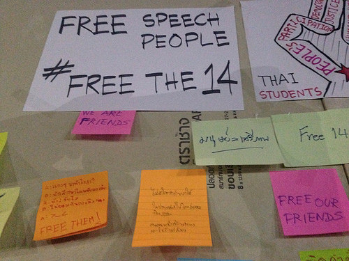 The “Post Its for Freedom” activity on July 3, 2015 gathered hundreds of Thais who expressed their support to the 14 detained activists.